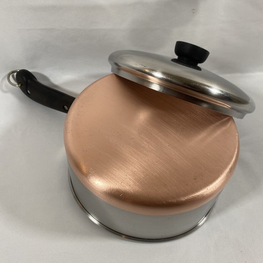 Revere Ware 2 Qt Copper Bottom SaucePan Pot & Lid Stainless Steel Pre 1968 READ